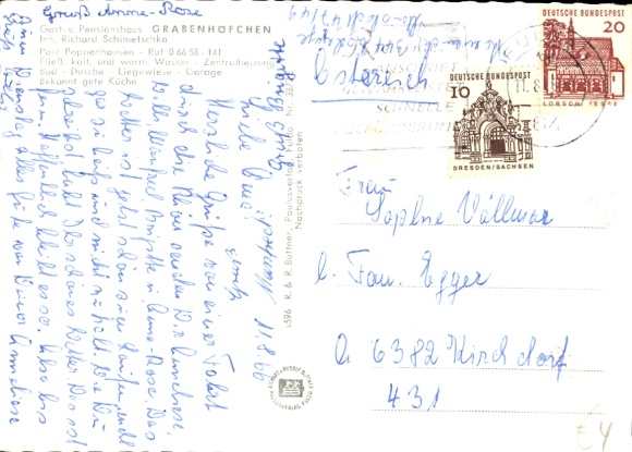 Postcard Poppenhausen at the Wasserkuppe Rhön, guest and pension house Grabenhöfchen
