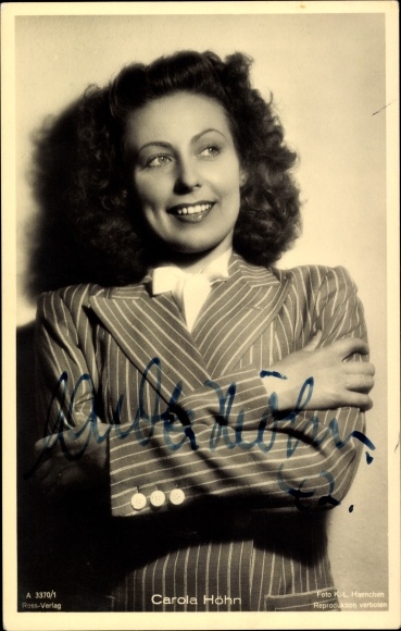 Postcard actress Carola Höhn, portrait, Ross 3370/1, autograph