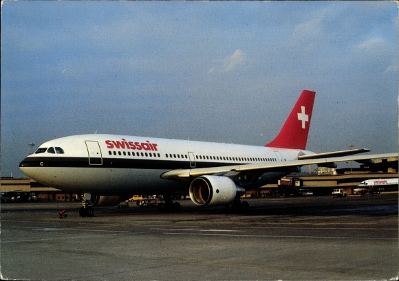 Postcard Swiss passenger plane, Swissair, Airbus A 310