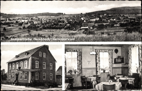 Ansichtkaart Herschbach in het Westerwald, panorama, Gasthof Zum weissen Roß