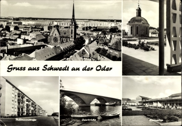 PC Schwedt on the Oder, Thälmannstraße, Oderbrücke, Leninallee, general view