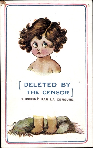 Artist Postcard Spurgin, F., Naked Girl, Deleted by the Censor