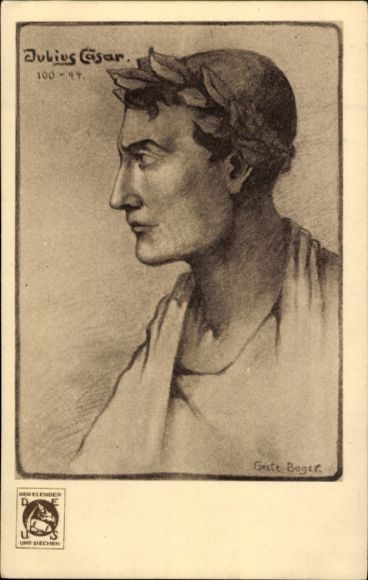 Artist Postcard Grete Boger, Julius Caesar, Portrait, DEUS, For the Benefit of Fighting Tuberculosis