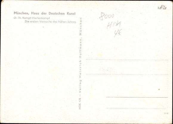 Artist PC Kempf Hartenkampf, G. Th., The first attempts of the early year, HDK 178