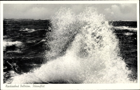 Postcard Baltrum, storm surge