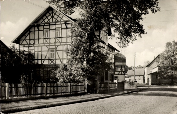 Postcard Barchfeld an der Werra Thuringia, post office, half-timbered building