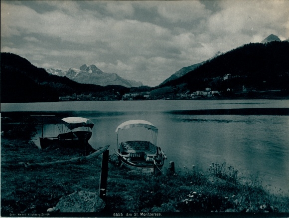 Photo Sankt Moritz Canton Graubünden, Lake St. Moritz, boats, general view