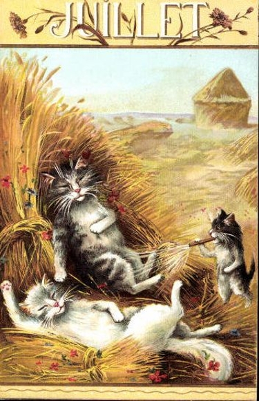 Set of 12 Artist AK Cats, Months, French Series