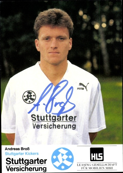 Autograph card footballer Andreas Broß, Stuttgarter Kickers, autograph
