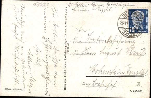 Postcard Gelenau in the Ore Mountains, convalescent home of the Social Insurance Institution