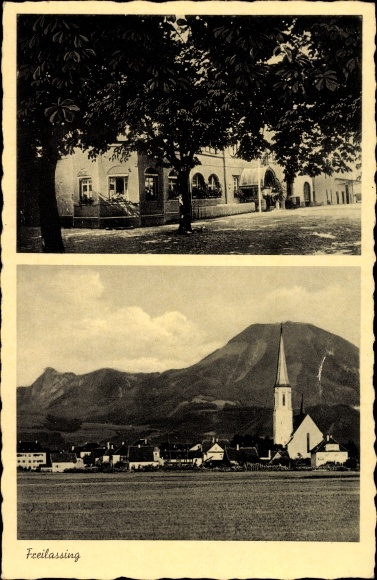 Postcard Freilassing in the Berchtesgadener Land Upper Bavaria, Bahnhofhotel Foeckerer