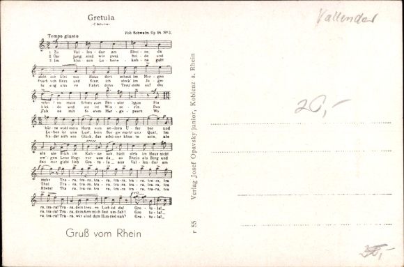 Song Postcard Vallendar am Rhein, Pension and Weinhaus Gretula, tram