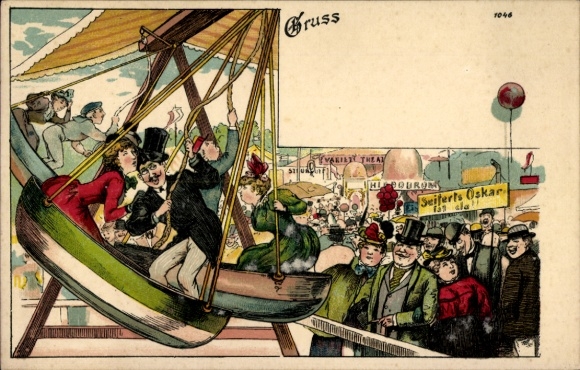 Chromo-Litho Hamburg Wandsbek, Wandsbek Market, Fair, Swing Boat