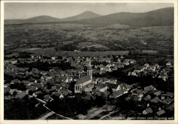 Postcard Sinzheim in Baden, aerial photograph