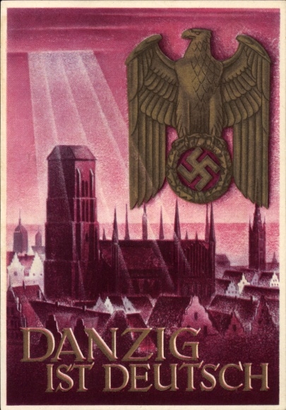 Artysta papeterii pocztowej KP Klein, Gottfried, Danzig is German, WHW