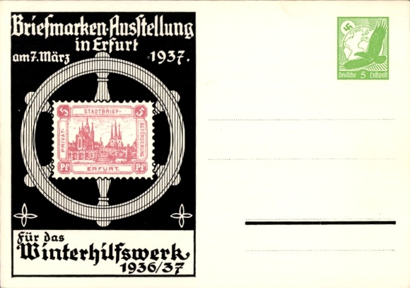 Postwaardestukken postzegeltentoonstellingen Erfurt 1937, WHW