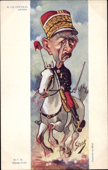 Artist PC Sirat, Le General Louis Andre, Caricature, Dreyfus Affair