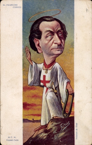 Artist Postcard Sirat, French writer François Coppée, Dreyfus affair, caricature