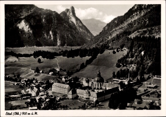 Ak Ettal Oberbayern, Fliegeraufnahme
