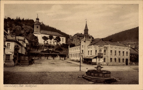 Ak Leutenberg in Thüringen, Marktplatz, Kirche, alte Gebäude,  Atmosphäre
