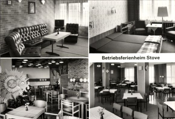 Postcard Stove Boiensdorf in Mecklenburg, company holiday home Stove, TV corner, room, bar, dining room