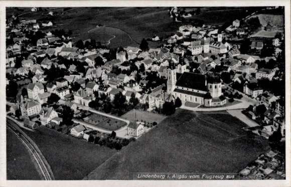 Postcard Lindenberg Buchloe im Allgäu, aerial photograph