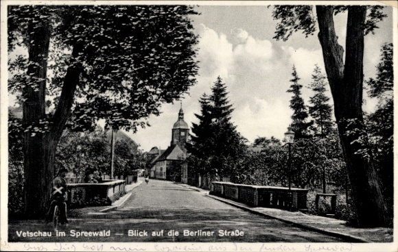Ansichtkaart Vetschau in het Spreewald, straatbeeld