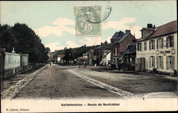 Ak Gaillefontaine Seine Maritime, Route de Neufchâtel
