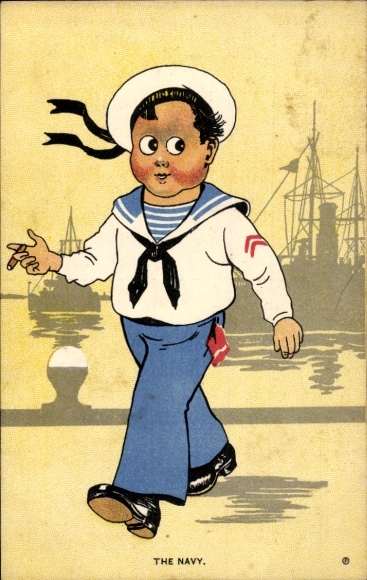 Ak zeeman, zeeman met sigaar, reclame voor margarine Brabantia, Jos. Albers, Lier