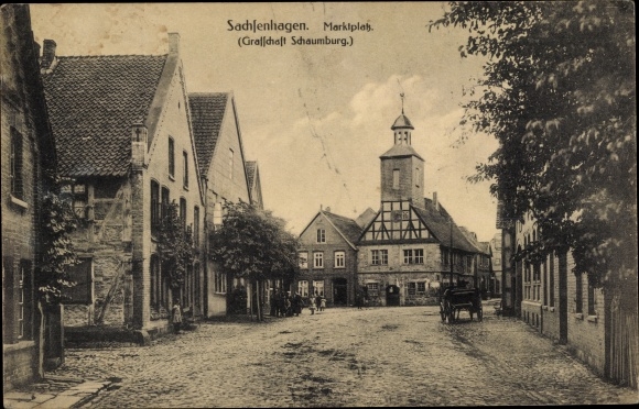 Postcard Sachsenhagen in the Schaumburger Land, market square