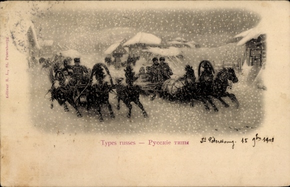 Ak Russische Typen, Pferdeschlitten