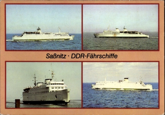 Ak Sassnitz auf der Insel Rügen, DDR Fährschiffe, Rügen, Saßnitz, Warnemünde, Rostock