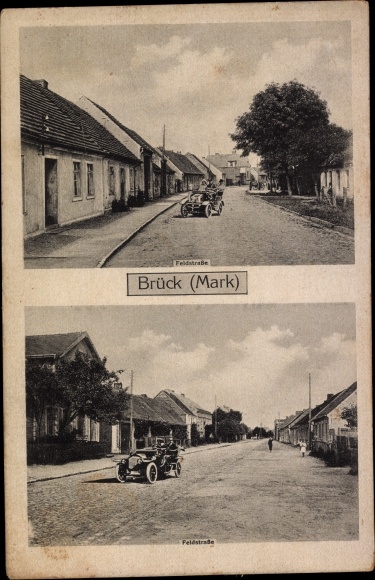 Ansichtkaart Brück in der Mark, Feldstrasse, auto