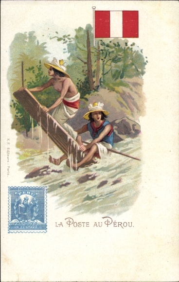 Postzegels Litho Peru, La Poste au Perou, Rivier, Vlot