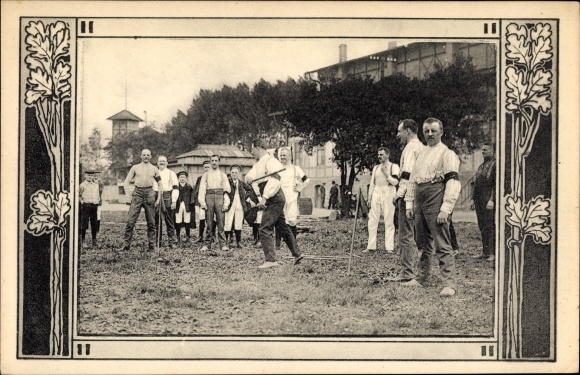Passepartout Postcard men at the stick fight