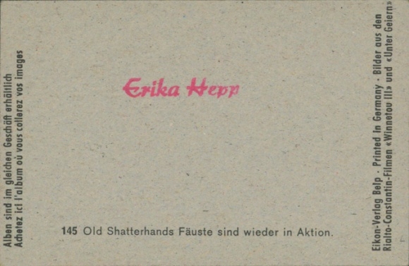 Collector's card Karl May, film scenes from Winnetou III and Unter Geiern, No. 145 Old Shatterhand