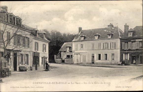 Postcard Corneville sur Risle Eure, La Place, Lower coast of Rouen