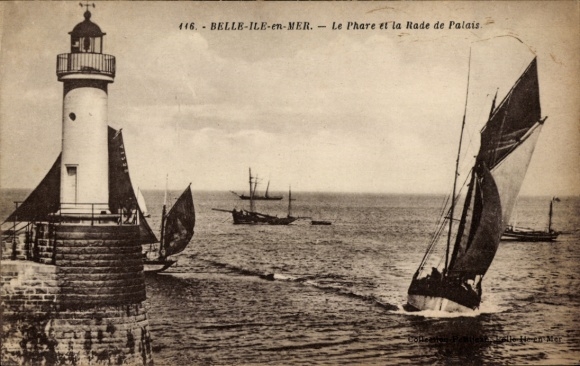 CPA Belle île in the sea of Morbihan, Le Phare and the Rade de Palais