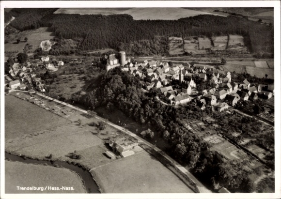 Postcard Trendelburg in Hesse, aerial photograph