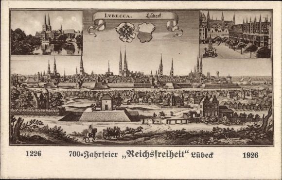 Postwaardestuk ansichtkaart Lübeck in Sleeswijk-Holstein, 700ste verjaardag van de vrijheid van het Reich in 1926, PP 81C 19/02