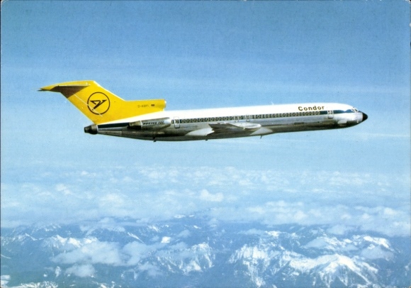 Postcard passenger aircraft Condor, Boeing 727 230 Europa Jet