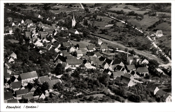 Ak Sennfeld Adelsheim in Baden, Fliegeraufnahme