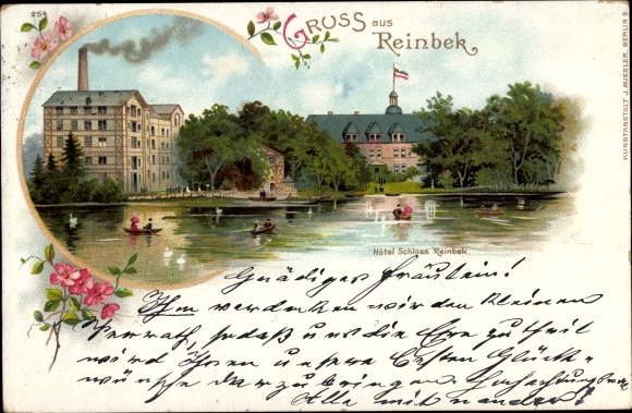 Chromo-Litho Reinbek in Schleswig Holstein, view of Hotel Schloss Reinbek
