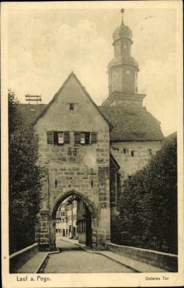 Ak Lauf an der Pegnitz in Mittelfranken Bayern, unteres Tor, Turm