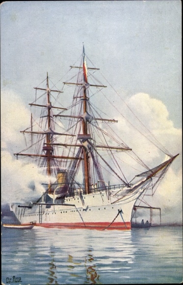 Artist Postcard Rave, Chr., Marine Gallery 38, Chilean Training Ship General Baquedano
