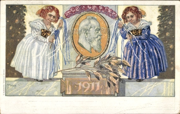 Postwaardestuk kunstenaarsbriefkaart Diez, M., prins-regent Luitpold van Beieren 1911, 5 Pfennig