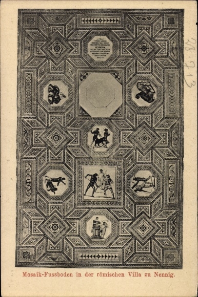 Postcard Nennig Perl on the Moselle, mosaic floor in the Roman villa