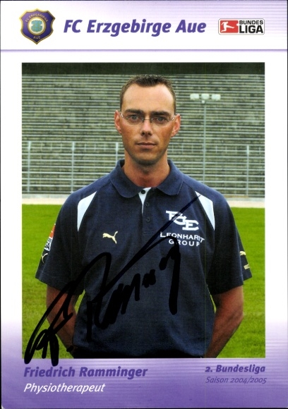 Autogrammkarte Physiotherapeut Friedrich Ramminger, FC Erzgebirge Aue, Autogramm