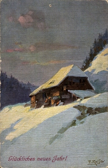 Artist Postcard Reiss, F., Happy New Year, Winter in the Black Forest