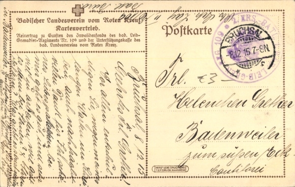 Postcard Grand Duke Friedrich II of Baden, body grenadiers, trench, Red Cross, I WW